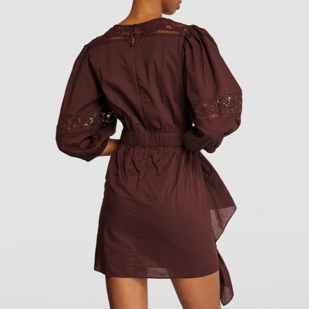 RHODE Chocolate Ruched Mini Dress - Picture 5 of 13